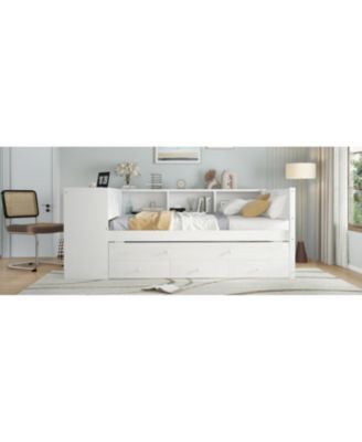 Daybed with Trundle, Storage, Shelves & Desk