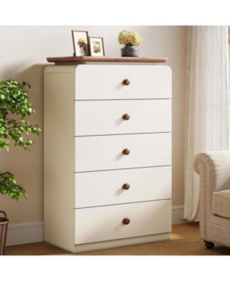 White Storage Cabinet with 5 Drawers, Vertiacl Drawer