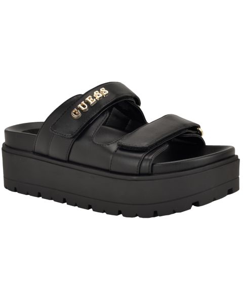 Женские сандалии GUESS Faxon Platform Lug Sole Footbed, цвет: Чёрный