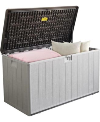 110-Gallon Waterproof Outdoor Storage Box - Lockable, UV-Resistant, for Patio, Pool Aad Garden