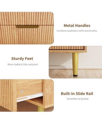 Modern Fluted Drawer Dresser Wood Chest of Drawers with Metal Handles and Legs, Storage Organizer Cabinet
