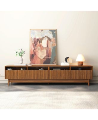 78" Cabinet TV Stand with Glass and Drawer