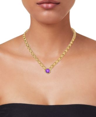 Citrine (3-3/8 ct. t.w.) & White Topaz (1/3 ct. t.w.) XOXO Link 18" Collar Necklace in 14k Gold-Plated Sterling Silver (Also Available in Blue Topaz and Citrine)