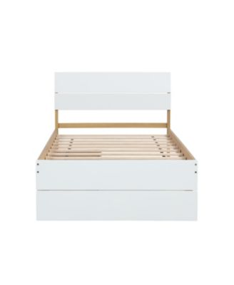 Twin Bed Frame with Trundle, Gloss Headboard