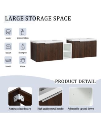 Modern Wall-Mounted Vanity with Ample Storage and Resin Sink