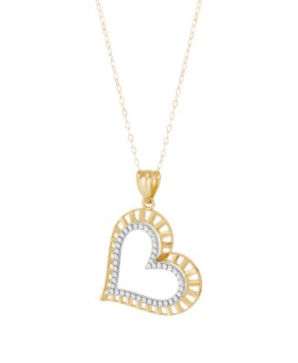 Heart Pendant Cable Chain Necklace in 10k Yellow Gold