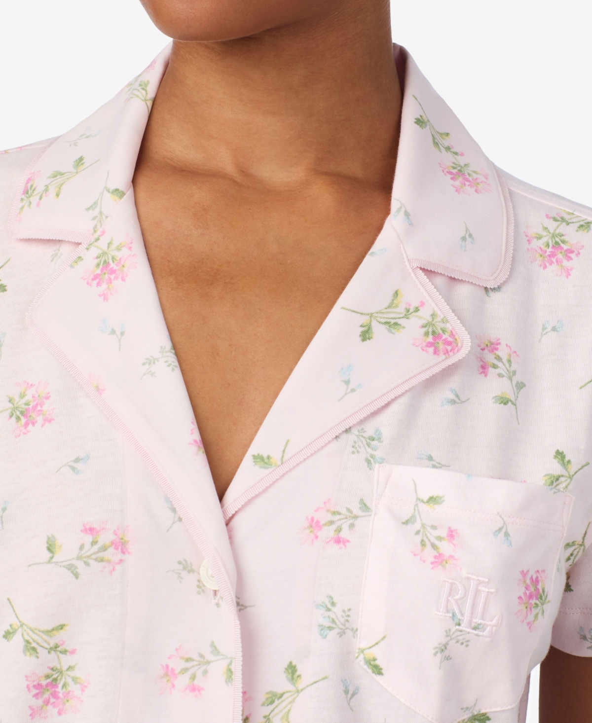 Lauren Ralph Lauren Women's Notch Collar Top and Short Pajama Set