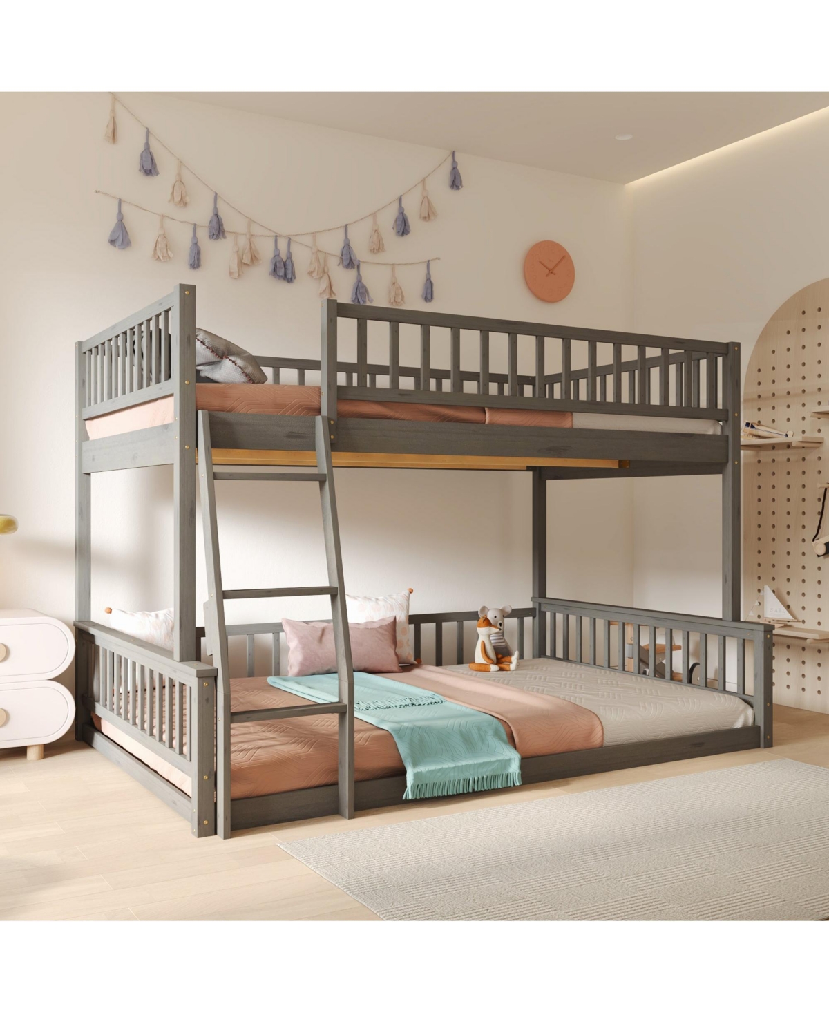 Boyel Living Full Xl over Queen Bunk Bed with Ladder and Guardrails