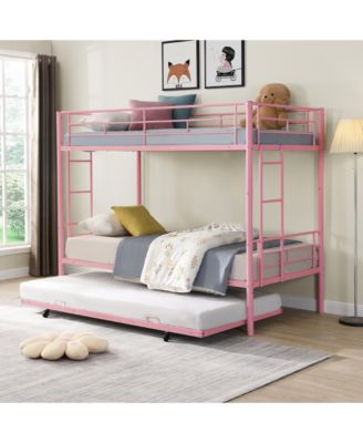 Twin Over Twin  Metal Bunk Bed with Safe Stairs