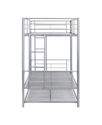 Metal Bunk Bed with Trundle Silver, No Box Spring Needed, Easy Assemble