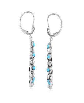 Sterling Silver Kingman Turquoise Open Teardrop Pear-Cut Dangle Earrings