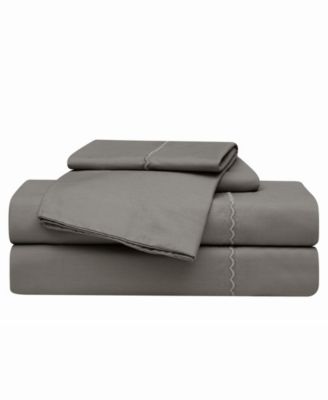 Embroidered Percale 200-Thread Count 4-Pc. Sheet Set, King