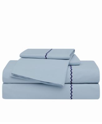 Embroidered Percale 200-Thread Count 4-Pc. Sheet Set, Queen