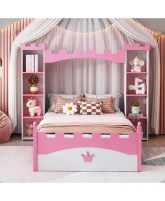 Castle Twin Platform Bed for Kids with Storage