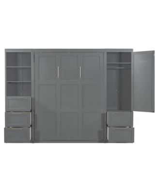  Murphy Bed Wall Bed with Closet, Drawers and Shelves