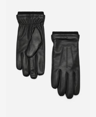 Men's Ruffled Detail Leather Gloves