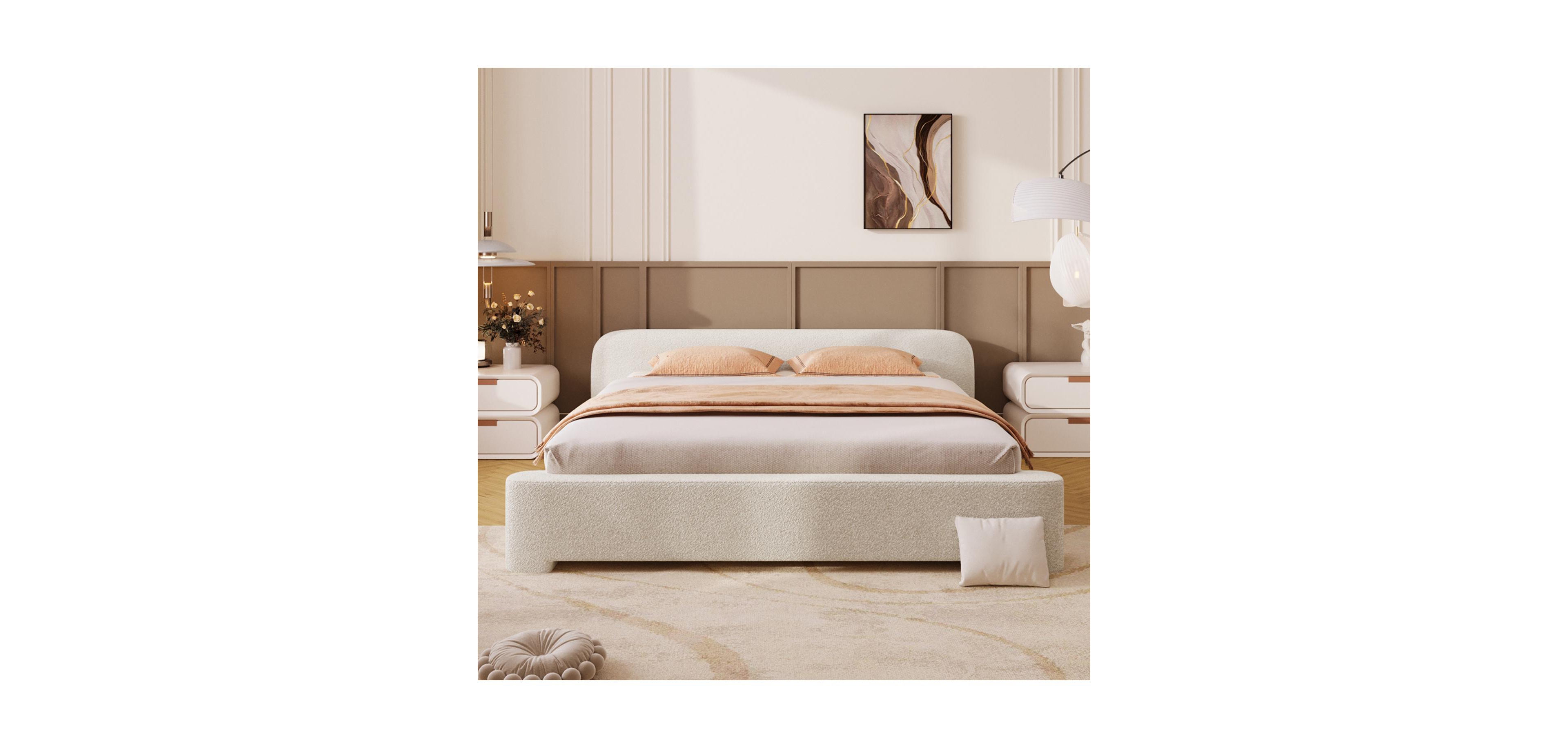 Streamdale Furniture Boucle Upholstered Bed - Modern & Durable