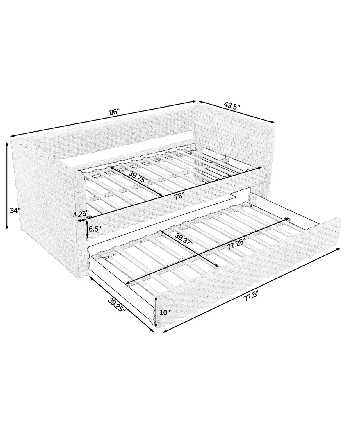 Streamdale Furniture Upholstered Twin Daybed with Pull-Out Trundle