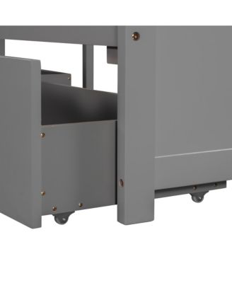 Twin L-Shaped Platform Bed with Trundle, Drawers, and Desk