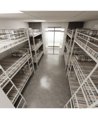 Bedroom dormitory twin size white metal triple bunk bed can be disassembled into three beds