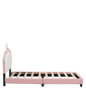 Streamdale Twin size Upholstered Princess Bed With Crown Headboard,Twin Size Platform Bed with Headboard