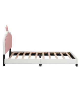 Streamdale Twin size Upholstered Princess Bed With Crown Headboard,Twin Size Platform Bed with Headboard