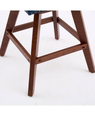 Counter Height Swivel Barstools, 26" H Seat Height Upholstered Bar Stools Set of 2, Fabric in Blue