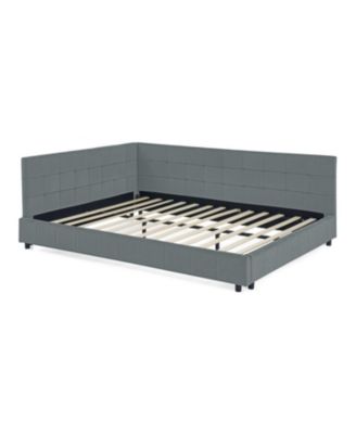  Queen Bed Frame with Tufted Sofa-Style Headboard (Grey, Queen Size)