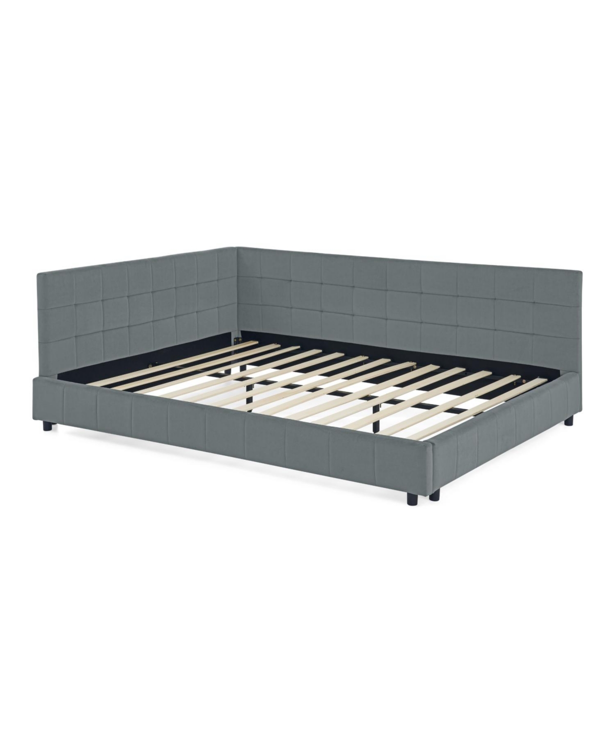 Streamdale Furniture Queen Bed Frame with Tufted Sofa-Style Headboard (Grey, Queen Size)