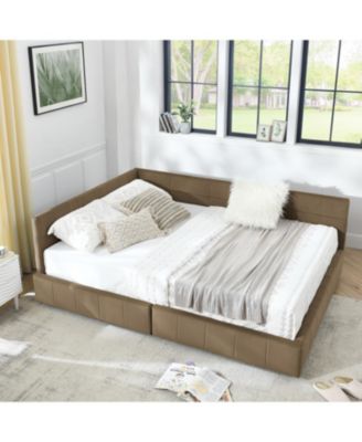 Streamdale Queen Bed Frame with Upholstered Tufted Headboard and Armrests, Velvet