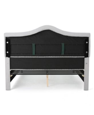  Queen Platform Bed Frame with Arched Nailhead Headboard, No Box Spring Needed