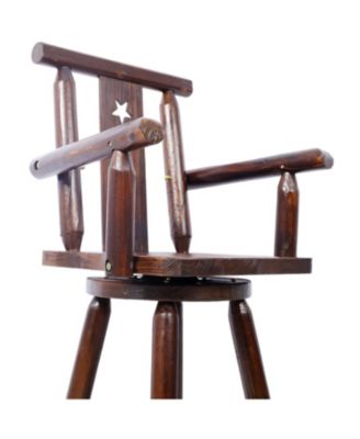  Rustic Wood Bar Stool with Star Backrest