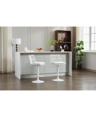 Set of 2 Rattan Bar Stool, 360 Swivel Bar Chair, Counter Height Chair with Footrest for Kitchen, Dining Room