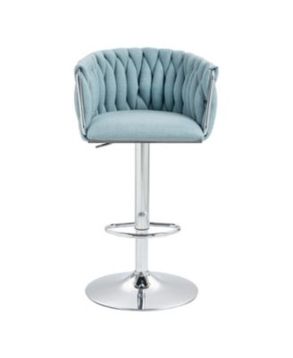 360 Woven Back Bar Stools, Set of 2, Adjustable Height, Silver Chrome