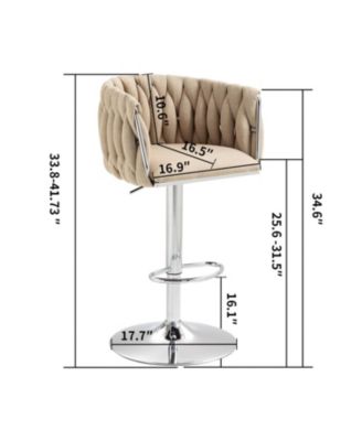360 Fabric Swivel Counter Stools (Set of 2), Adjustable Height, Woven Back