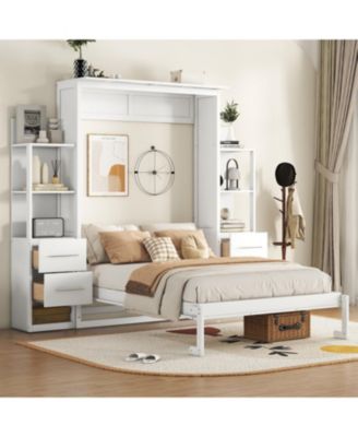 Murphy Bed Wall Bed With Shelves, Drawers LED