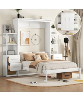 Murphy Bed Wall Bed With Shelves, Drawers LED