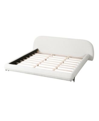King Boucle Upholstered Platform Bed Frame