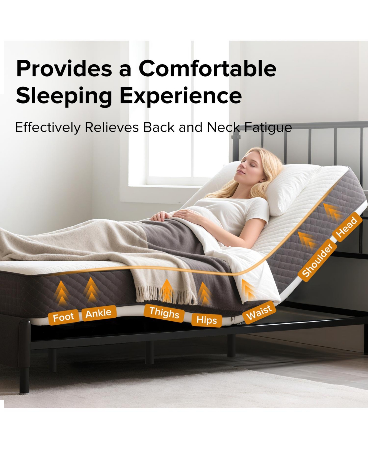 Streamdale Furniture Adjustable Bed Frame Twin Xl with Massage, Usb, Led & Remote