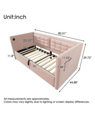  Velvet Twin Daybed with USB Charging & Storage