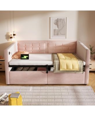 Velvet Twin Daybed with USB Charging & Storage