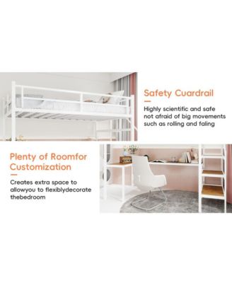 Loft Bed with L-Desk, Storage, Stairs & Railing