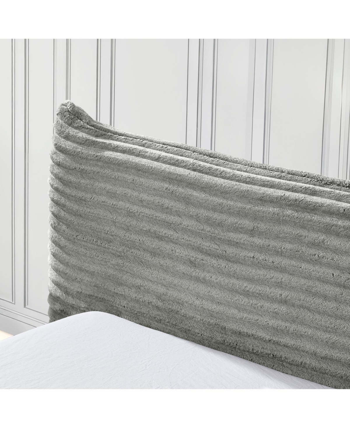 Streamdale FurnitureQueen Upholstered Platform Bed Frame - Curved Headboard, No Box Spring-Grey