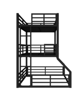 Triple Bunk Bed, Twin/Twin/Full XL, Metal, Black