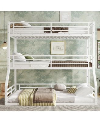 Triple Bunk Bed, Metal, White