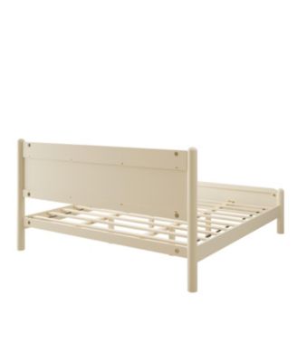  King Size Wood Platform Bed Frame with Headboard and Wooden Slat Support