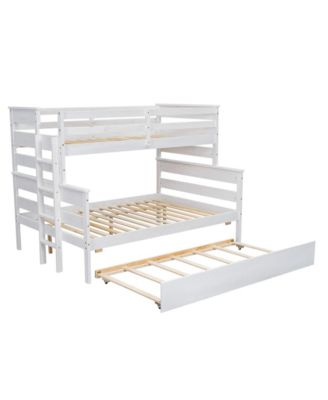 Wood Twin over Full Bunk Bed with Twin Size Trundle