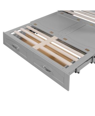  Murphy Bed with Drawer, USB Ports, Pulley Design - Gray