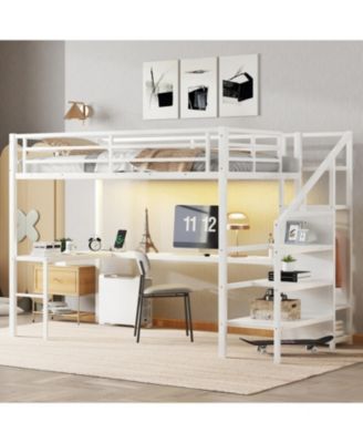 Streamdale Twin XL Loft Bed with Desk, Wardrobe, USB & LED
