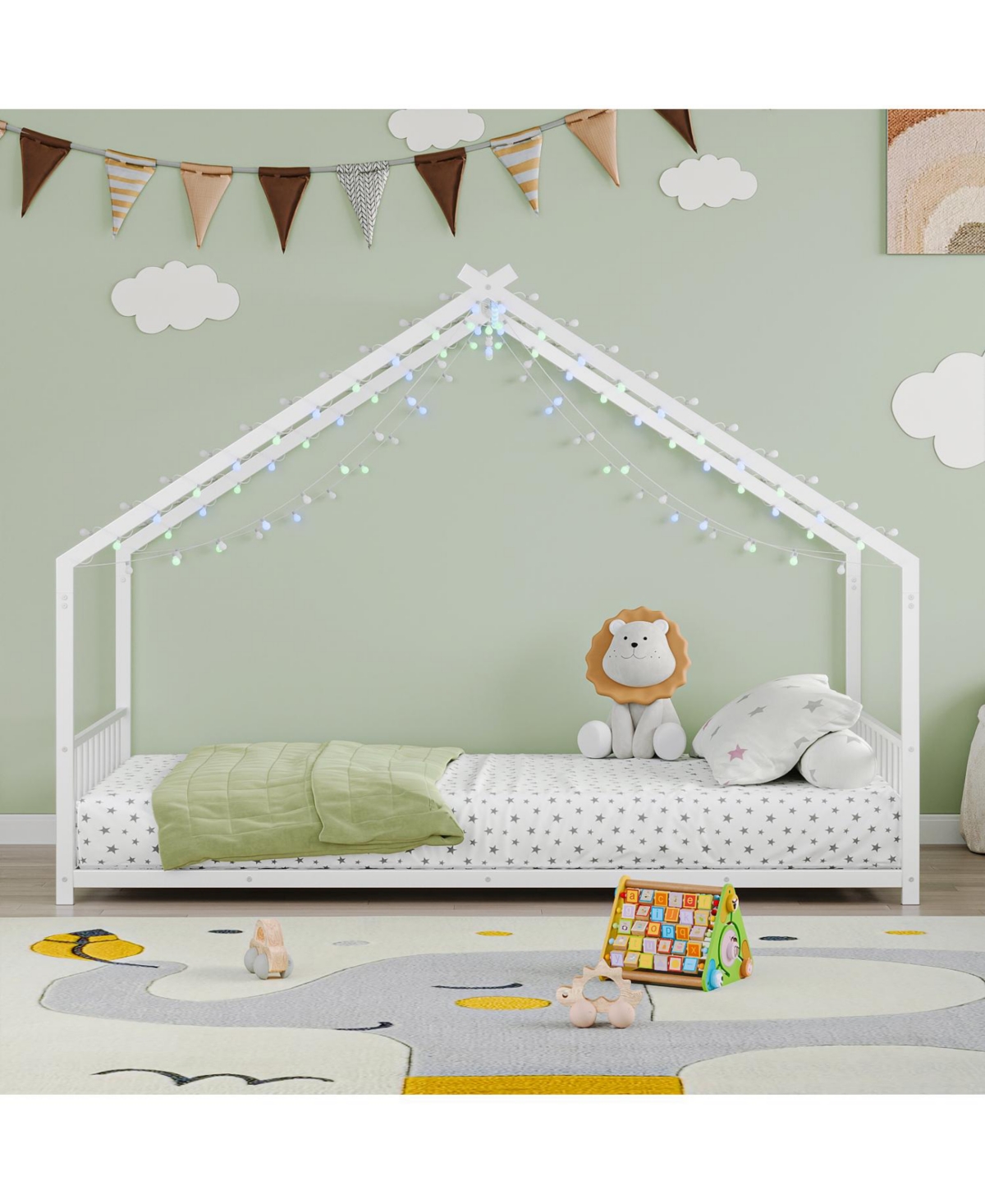 Streamdale Furniture Twin Led Light Roof Bed Frame